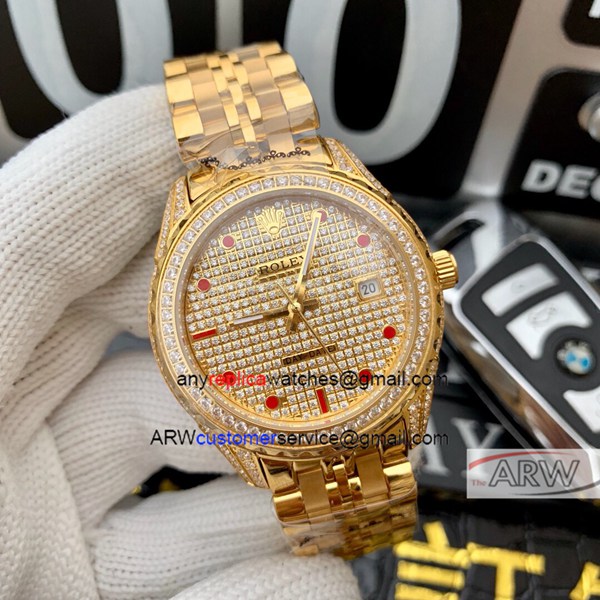 Cone Rolex Datejust 40mm Iced Out Diamond Watch All Gold